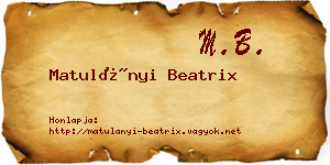 Matulányi Beatrix névjegykártya